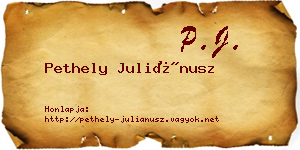 Pethely Juliánusz névjegykártya